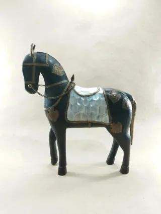 Cavalli Marwari Rajasthan in legno e metallo