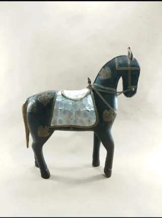 Cavalli Marwari Rajasthan in legno e metallo