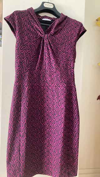 Abito tubino fucsia e nero