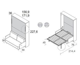 CAMA ABATIBLE CON SOFA ROSÊ