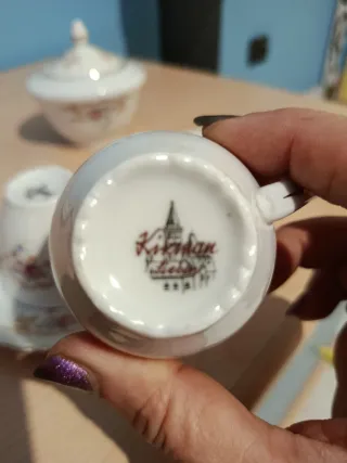 Set 2 tazzine e zuccheriera porcellana vintage