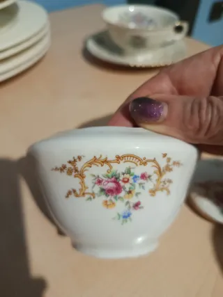 Set 2 tazzine e zuccheriera porcellana vintage