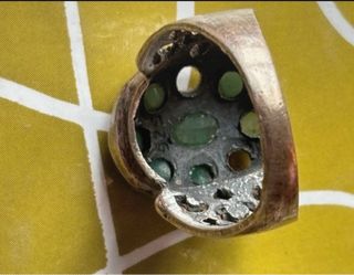 Sortija Vintage Plata con piedras de color verde