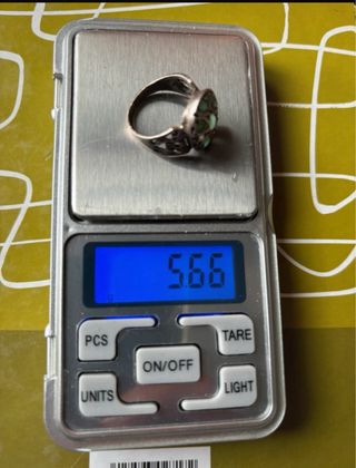 Sortija Vintage Plata con piedras de color verde