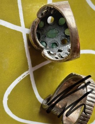 Sortija Vintage Plata con piedras de color verde