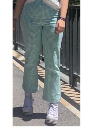 Pantalón estampado vichy verde y blanco