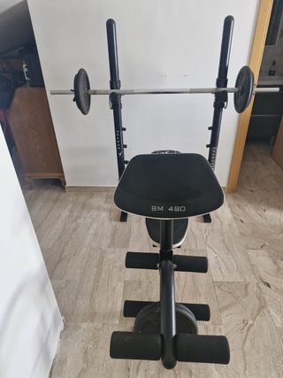 Gimnasio completo banco pesas y barras