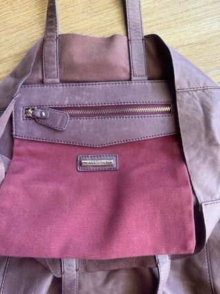 Bolso Uterqüe color ciruela.,piel blandita