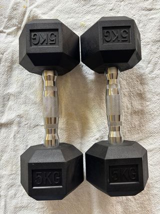 Dumbbells 2×5kg, Hexagonal Shape and Non- Slip Gr