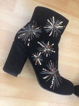 Botines de Fiesta negros y dorados Talla 37