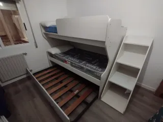 Litera doble con cama nido y 2 colchones