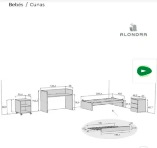 Cuna Alondra Evolutiva Blanca