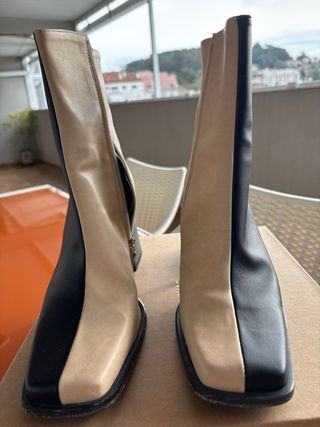 Botines Alohas Bicolor Piel Beige/Negro