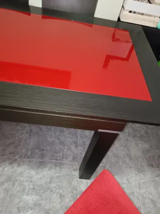 Mesa de comedor moderna madera y cristal