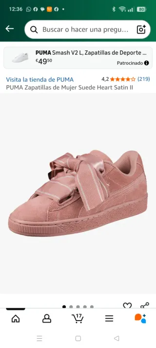 Zapatillas Puma Suede Rosa con Lazos