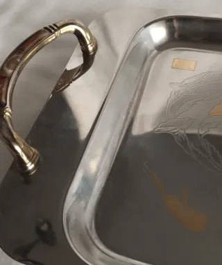 Vassoio Inox e Oro 24kt
