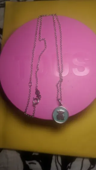 Collar Tous Oso Plata y Esfera Turquesa
