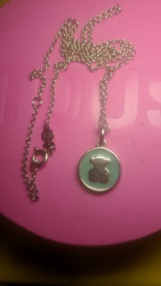 Collar Tous Oso Plata y Esfera Turquesa