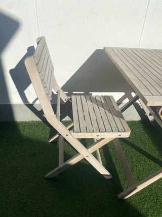 Tavolo e 2 Sedie Pieghevoli in Legno per Terrazza