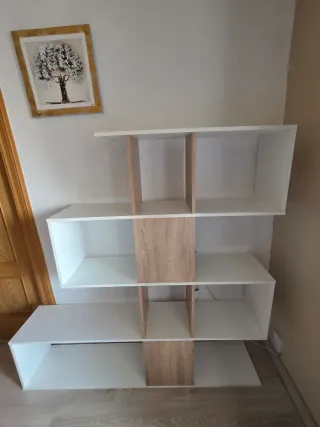 Estantería Zig Zag Blanca y Roble