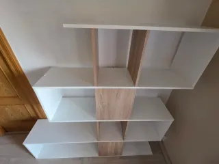 Estantería Zig Zag Blanca y Roble