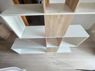 Estantería Zig Zag Blanca y Roble