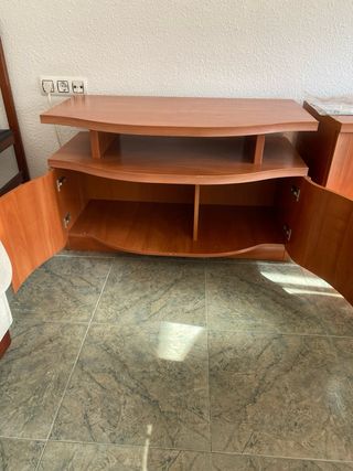 Mueble TV madera y cristal