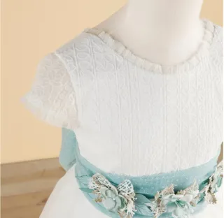 Vestido Comunión Coconut Blanco y Turquesa + compl