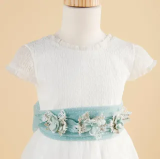 Vestido Comunión Coconut Blanco y Turquesa + compl