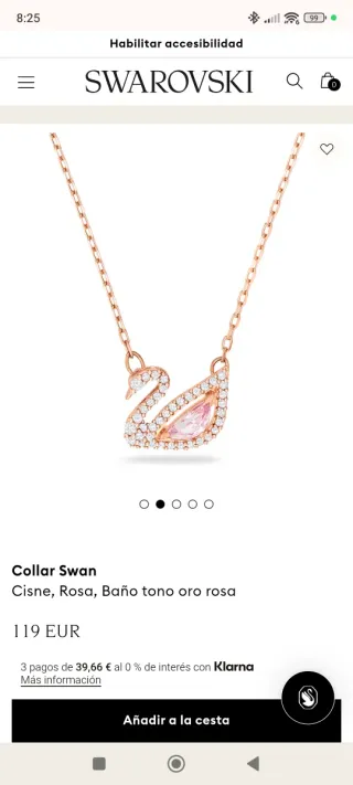 Colgante Cisne Swarovski Oro Rosa