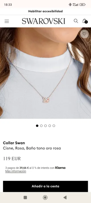 Colgante Cisne Swarovski Oro Rosa