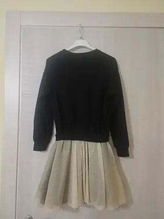 Vestito ragazza nero e oro con paillettes