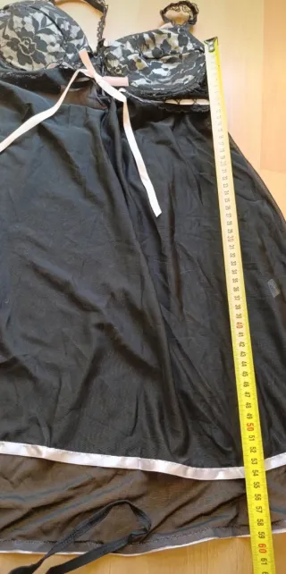 Picardías encaje negro y rosa talla única