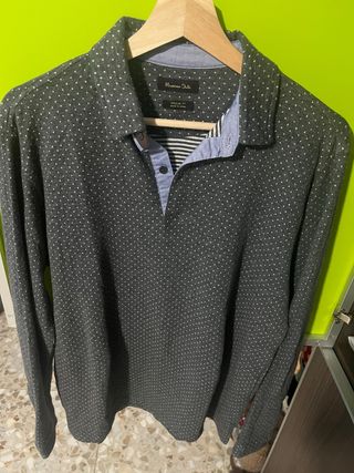 Massimo Dutti Polo Manga Larga Gris