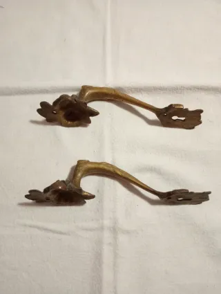 Coppia Maniglie Vintage Rose Ottone Anni '40