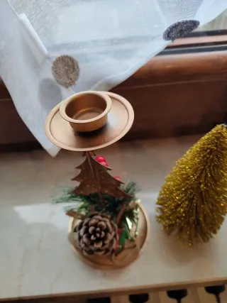 Portacandele Albero Natale Oro