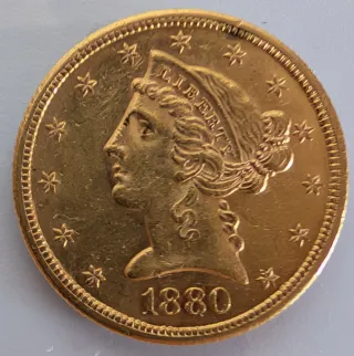 Dollaro d'Oro 5$ 1880 Testa della Libertà