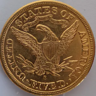 Dollaro d'Oro 5$ 1880 Testa della Libertà