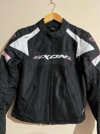 Chaqueta Cazadora Ixon Biker Moto Negra y Rosa