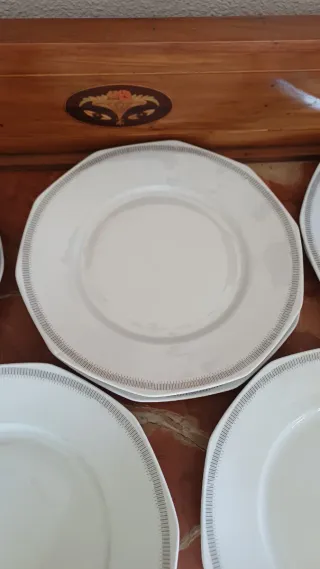 8 Grandi Piatti Piani Schenbach Porcellana Tedesca