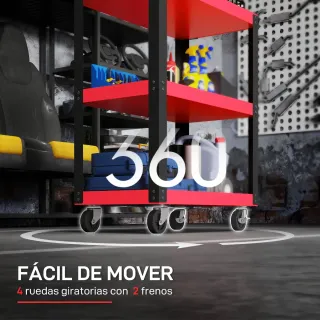 Carro de herramientas 3 estantes con ruedas