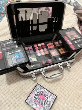 Maletín de Maquillaje Gloss Rosa y Plateado