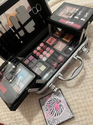 Maletín de Maquillaje Gloss Rosa y Plateado