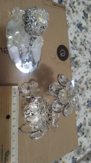 2 decorazioni Svarovski metallo Argento