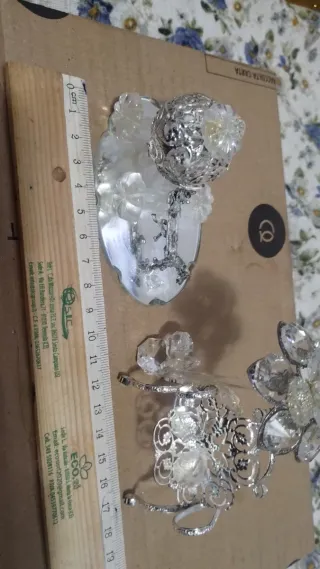 2 decorazioni Svarovski metallo Argento