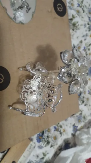 2 decorazioni Svarovski metallo Argento