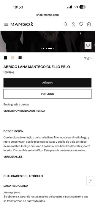 Abrigo lana cuello pelo