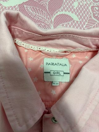 Giacca di jeans rosa bambina con volant