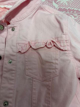 Giacca di jeans rosa bambina con volant