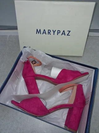 Sandalias Fucsia y Melocotón Tacón